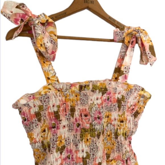 New! Lily Rose Smocked Dress with Ties - Blush Rose Mini Dress - Picture 3 of 6